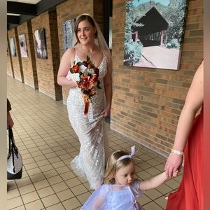 Nox Anabel Nude/White Fit & Flare Wedding Dress